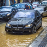 Översvämmad gata  i Kuala Lumpur.